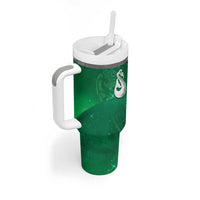 New Zealand Matariki Tumbler With Handle Maori Manaia Galaxy Silver Fern Green Color LT22 - Polynesian Pride
