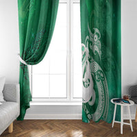 New Zealand Matariki Window Curtain Maori Manaia Galaxy Silver Fern Green Color LT22 - Polynesian Pride