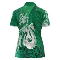 New Zealand Matariki Women Polo Shirt Maori Manaia Galaxy Silver Fern Green Color LT22 - Polynesian Pride