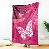New Zealand Breast Cancer Awareness Blanket Pink Ribbon Butterfly Maori Pattern