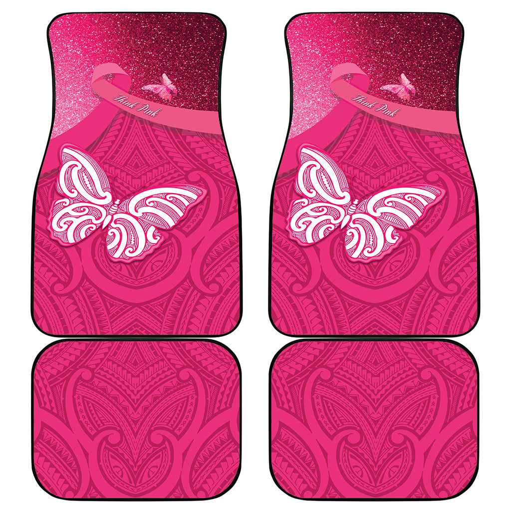New Zealand Breast Cancer Awareness Car Mats Pink Ribbon Butterfly Maori Pattern LT22 - Polynesian Pride