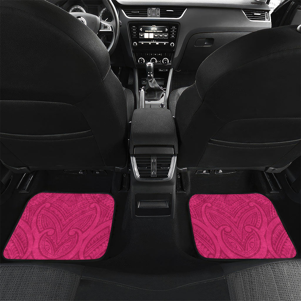 New Zealand Breast Cancer Awareness Car Mats Pink Ribbon Butterfly Maori Pattern LT22 Set 2pcs - Back Pink - Polynesian Pride