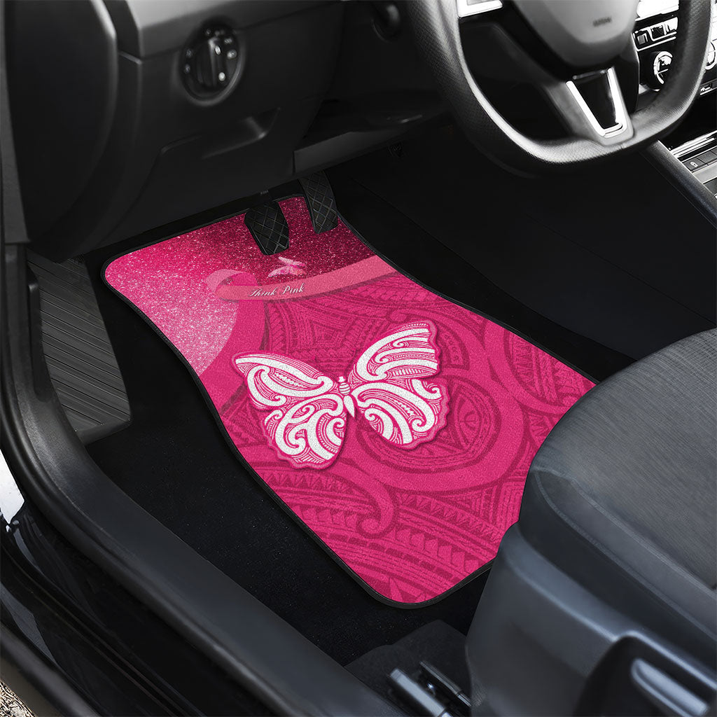 New Zealand Breast Cancer Awareness Car Mats Pink Ribbon Butterfly Maori Pattern LT22 - Polynesian Pride