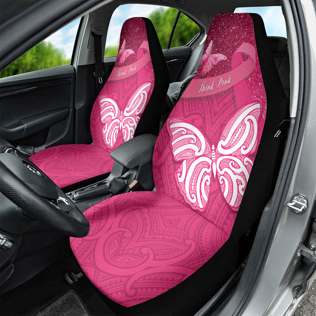 New Zealand Breast Cancer Awareness Car Seat Cover Pink Ribbon Butterfly Maori Pattern LT22 - Polynesian Pride