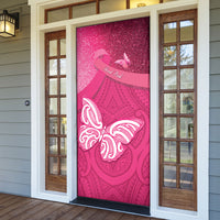 New Zealand Breast Cancer Awareness Door Cover Pink Ribbon Butterfly Maori Pattern LT22 - Polynesian Pride