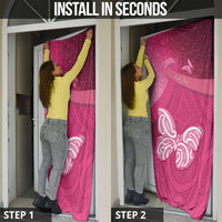New Zealand Breast Cancer Awareness Door Cover Pink Ribbon Butterfly Maori Pattern LT22 - Polynesian Pride