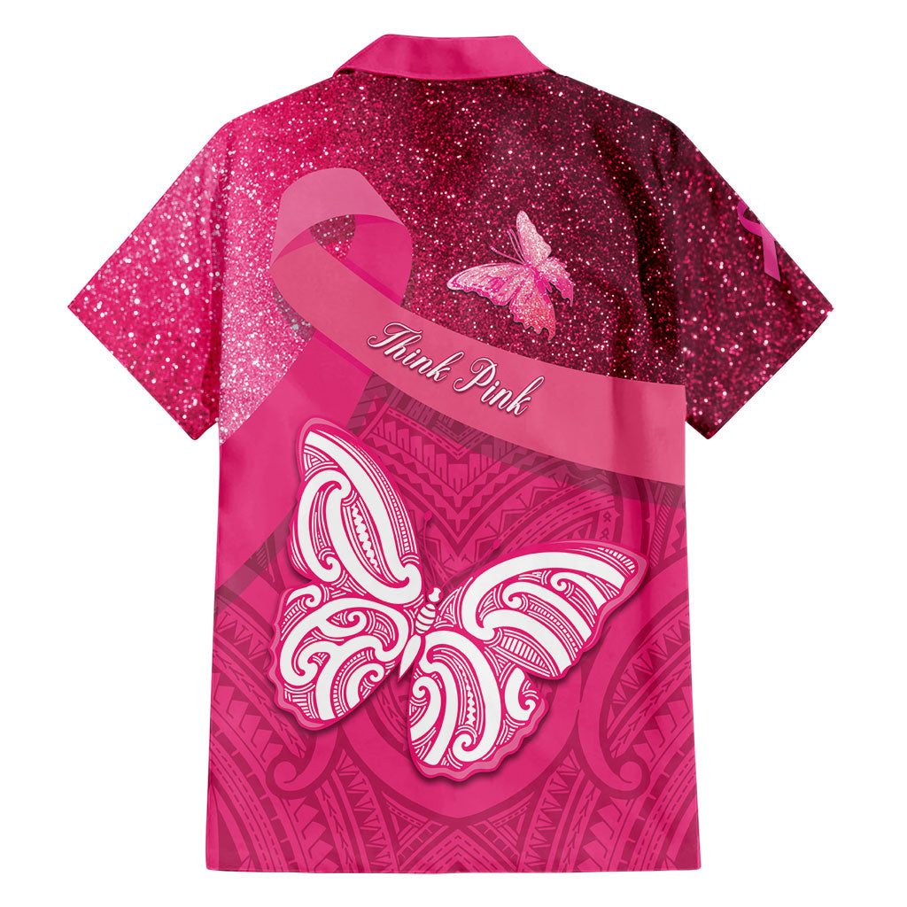 New Zealand Breast Cancer Awareness Family Matching Mermaid Dress and Hawaiian Shirt Pink Ribbon Butterfly Maori Pattern LT22 - Polynesian Pride