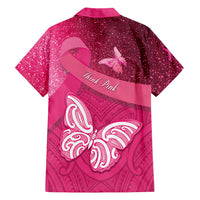 New Zealand Breast Cancer Awareness Family Matching Tank Maxi Dress and Hawaiian Shirt Pink Ribbon Butterfly Maori Pattern LT22 - Polynesian Pride