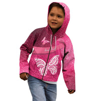 New Zealand Breast Cancer Awareness Kid Hoodie Pink Ribbon Butterfly Maori Pattern LT22 - Polynesian Pride