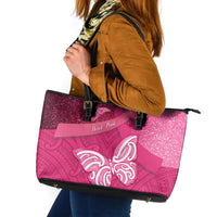 New Zealand Breast Cancer Awareness Leather Tote Bag Pink Ribbon Butterfly Maori Pattern LT22 Pink - Polynesian Pride