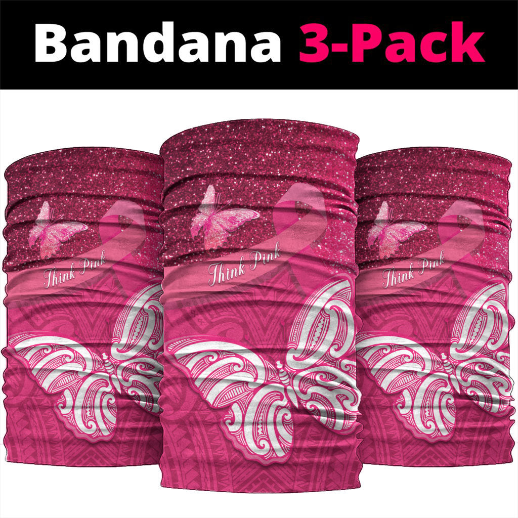 New Zealand Breast Cancer Awareness Neck Gaiter Pink Ribbon Butterfly Maori Pattern LT22 package One Size: 25*50cm Pink - Polynesian Pride