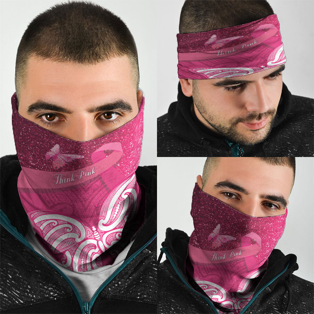 New Zealand Breast Cancer Awareness Neck Gaiter Pink Ribbon Butterfly Maori Pattern LT22 - Polynesian Pride