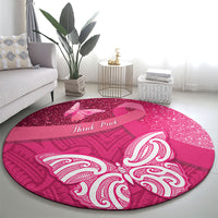 New Zealand Breast Cancer Awareness Round Carpet Pink Ribbon Butterfly Maori Pattern LT22 - Polynesian Pride
