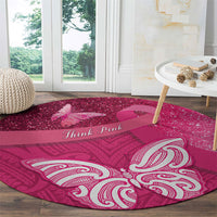 New Zealand Breast Cancer Awareness Round Carpet Pink Ribbon Butterfly Maori Pattern LT22 - Polynesian Pride