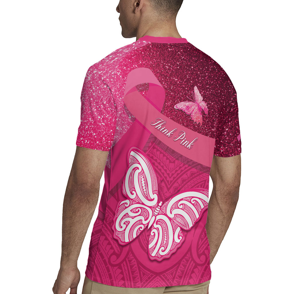 New Zealand Breast Cancer Awareness Rugby Jersey Pink Ribbon Butterfly Maori Pattern LT22 - Polynesian Pride