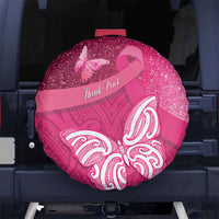 New Zealand Breast Cancer Awareness Spare Tire Cover Pink Ribbon Butterfly Maori Pattern LT22 No hole Pink - Polynesian Pride