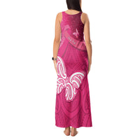 New Zealand Breast Cancer Awareness Tank Maxi Dress Pink Ribbon Butterfly Maori Pattern LT22 - Polynesian Pride