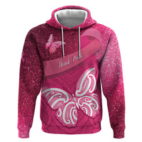 New Zealand Breast Cancer Awareness Zip Hoodie Pink Ribbon Butterfly Maori Pattern LT22 Pullover Hoodie Pink - Polynesian Pride