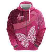 New Zealand Breast Cancer Awareness Zip Hoodie Pink Ribbon Butterfly Maori Pattern LT22 - Polynesian Pride