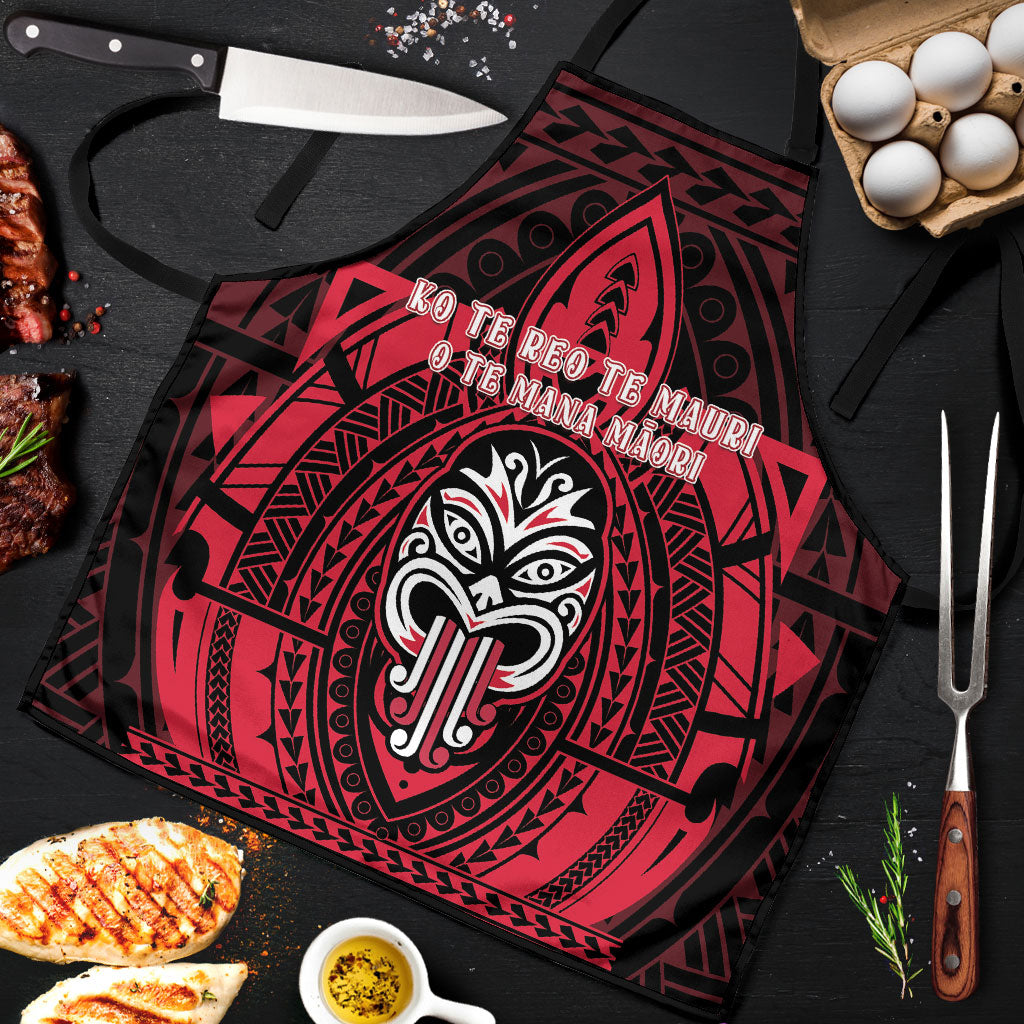 New Zealand Maori Language Week Apron Te Wiki O Te Reo Maori Hei Tiki LT22 Red - Polynesian Pride