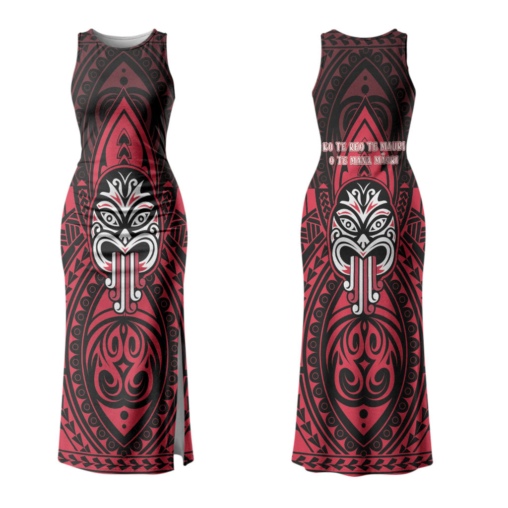 New Zealand Maori Language Week Family Matching Tank Maxi Dress and Hawaiian Shirt Te Wiki O Te Reo Maori Hei Tiki LT22 Mom's Dress Red - Polynesian Pride