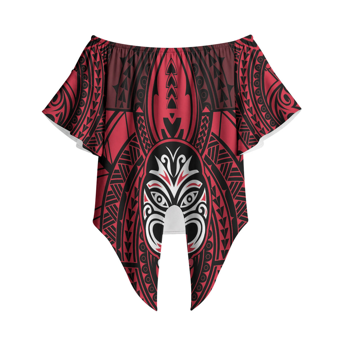 New Zealand Maori Language Week Off Shoulder Wrap Waist Top Te Wiki O Te Reo Maori Hei Tiki LT22 Red - Polynesian Pride