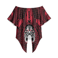 New Zealand Maori Language Week Off Shoulder Wrap Waist Top Te Wiki O Te Reo Maori Hei Tiki LT22 Red - Polynesian Pride
