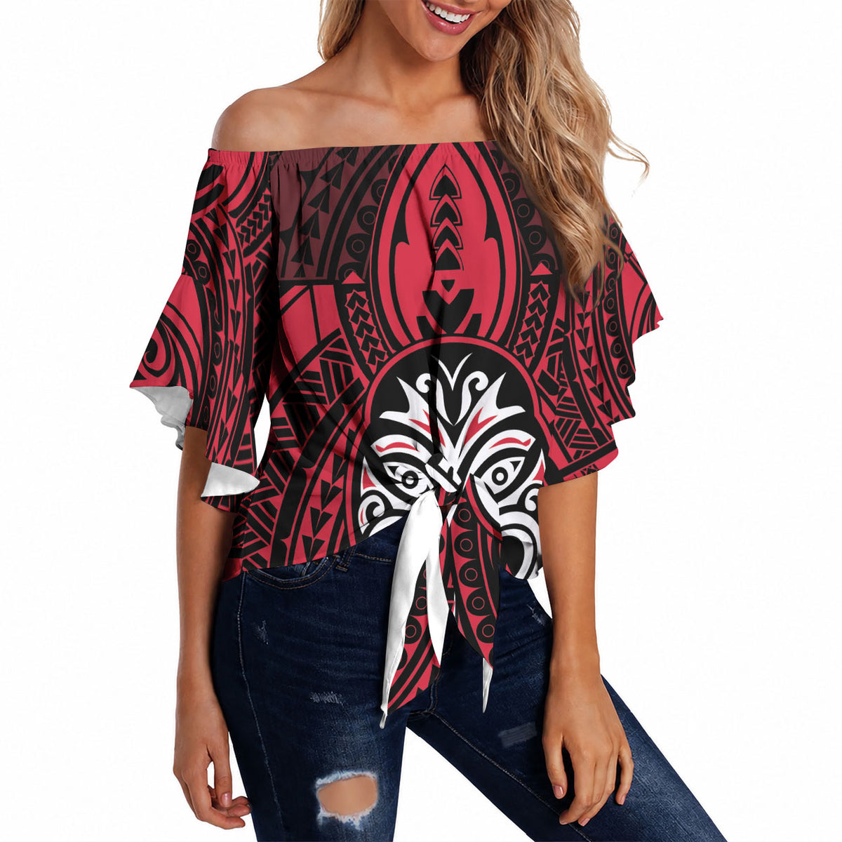 New Zealand Maori Language Week Off Shoulder Wrap Waist Top Te Wiki O Te Reo Maori Hei Tiki LT22 - Polynesian Pride