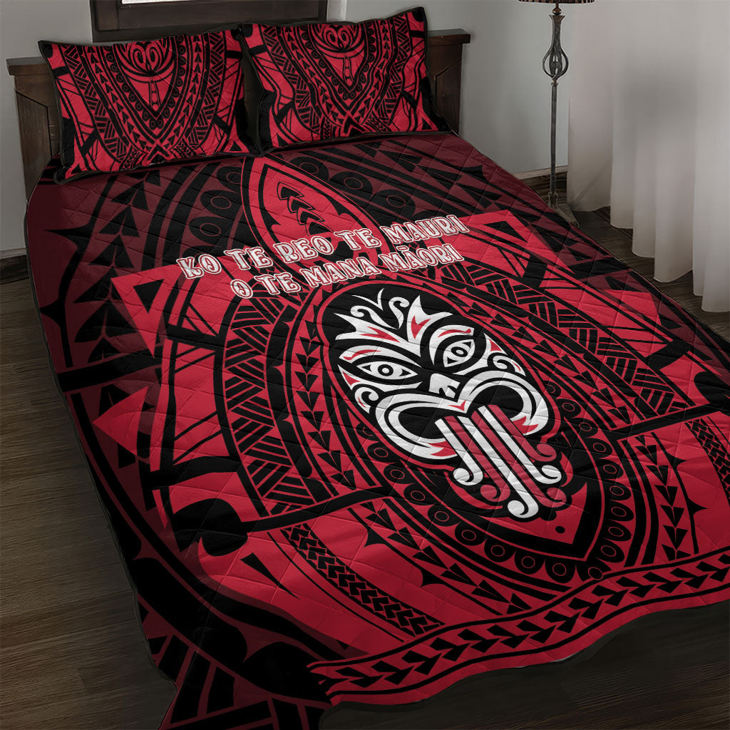 New Zealand Maori Language Week Quilt Bed Set Te Wiki O Te Reo Maori Hei Tiki LT22 Red - Polynesian Pride