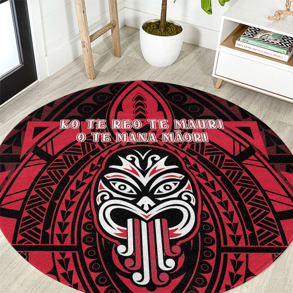 New Zealand Maori Language Week Round Carpet Te Wiki O Te Reo Maori Hei Tiki LT22 Red - Polynesian Pride