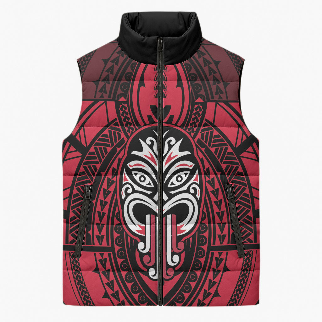 New Zealand Maori Language Week Sleeveless Puffer Jacket Te Wiki O Te Reo Maori Hei Tiki LT22 Unisex Red - Polynesian Pride
