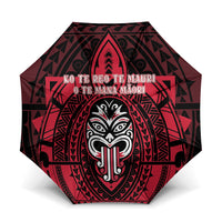 New Zealand Maori Language Week Umbrella Te Wiki O Te Reo Maori Hei Tiki LT22 One Size Folded 11.42 inch Opened Diameter 37.4 inch Red - Polynesian Pride