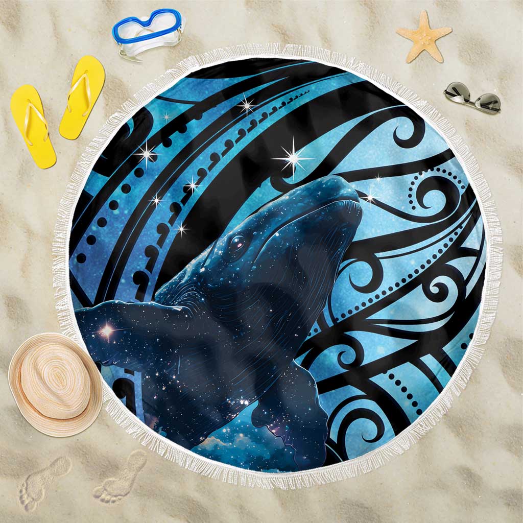 New Zealand Matariki Beach Blanket Maori Humpback Whale Galaxy LT22 One Size 150cm Blue - Polynesian Pride