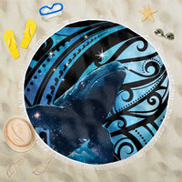 New Zealand Matariki Beach Blanket Maori Humpback Whale Galaxy LT22 One Size 150cm Blue - Polynesian Pride