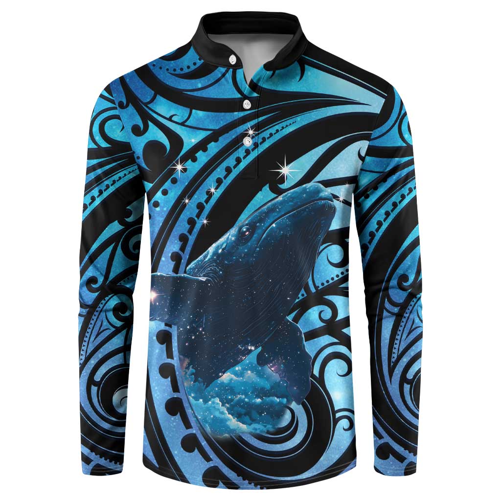 New Zealand Matariki Button Sweatshirt Maori Humpback Whale Galaxy