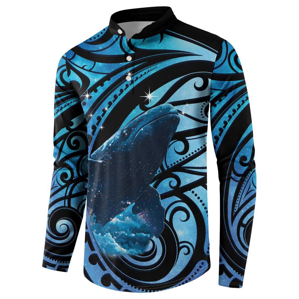 New Zealand Matariki Button Sweatshirt Maori Humpback Whale Galaxy