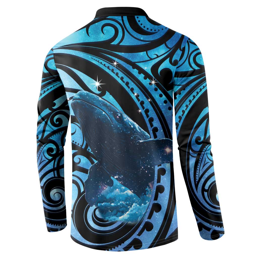New Zealand Matariki Button Sweatshirt Maori Humpback Whale Galaxy
