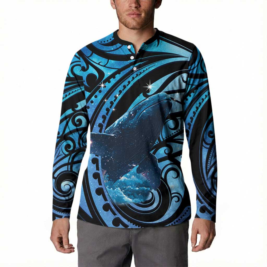 New Zealand Matariki Button Sweatshirt Maori Humpback Whale Galaxy
