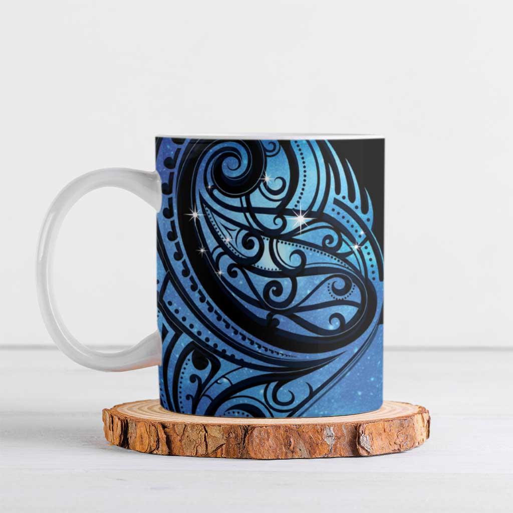 New Zealand Matariki Ceramic Mug Maori Humpback Whale Galaxy LT22 Blue - Polynesian Pride