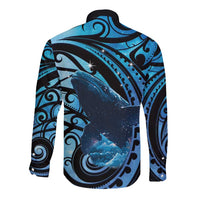 New Zealand Matariki Long Sleeve Button Shirt Maori Humpback Whale Galaxy LT22 - Polynesian Pride