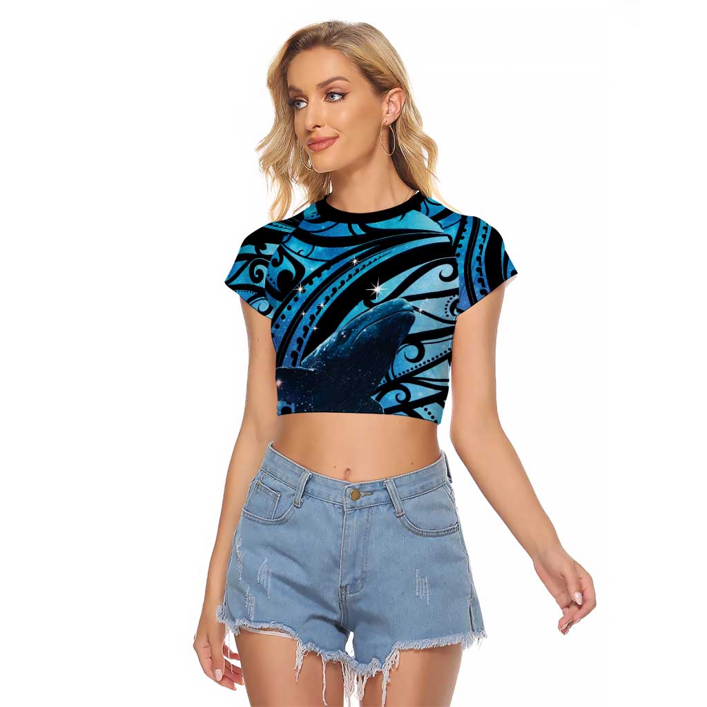New Zealand Matariki Raglan Cropped T Shirt Maori Humpback Whale Galaxy