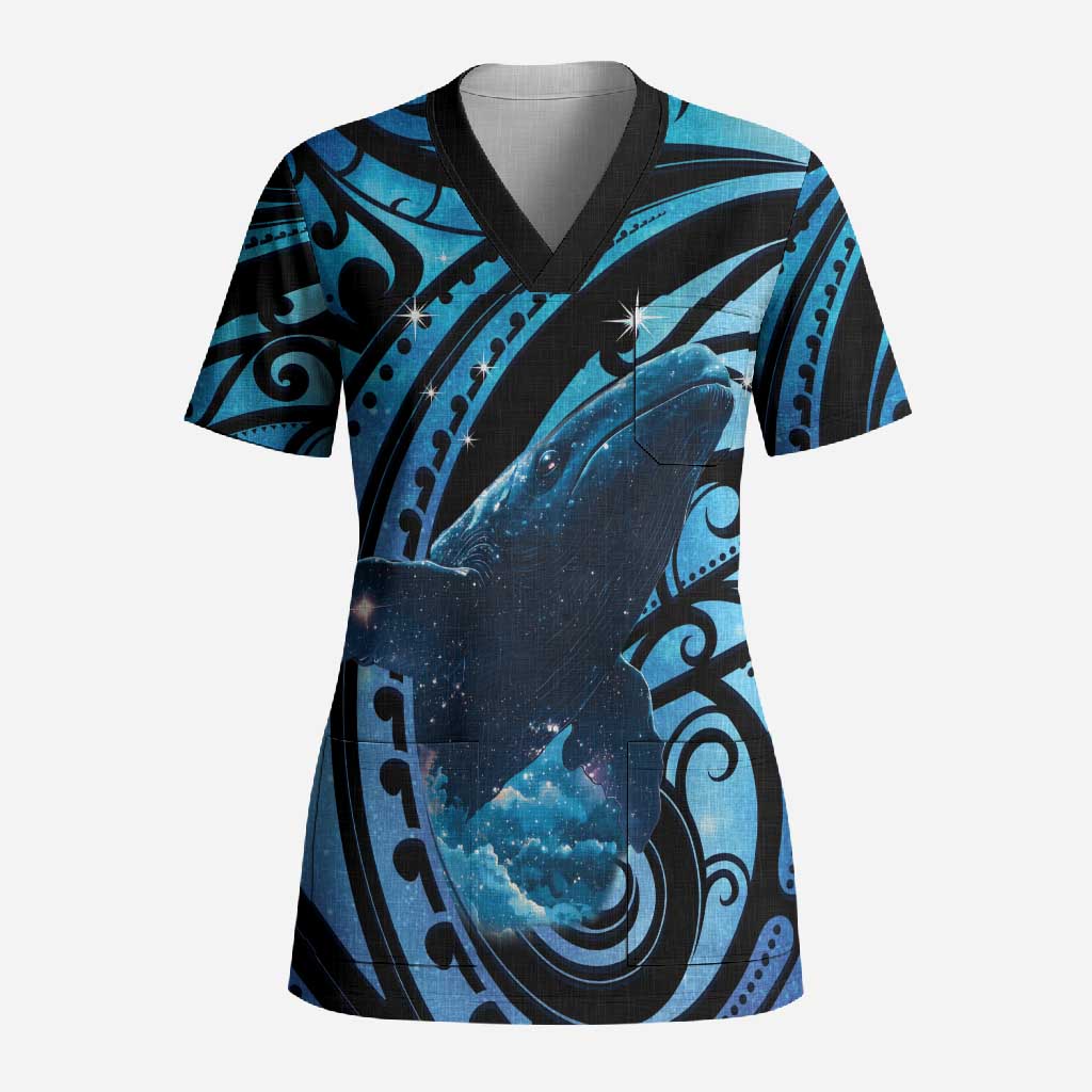 New Zealand Matariki Scrub Top Maori Humpback Whale Galaxy