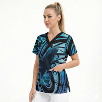 New Zealand Matariki Scrub Top Maori Humpback Whale Galaxy