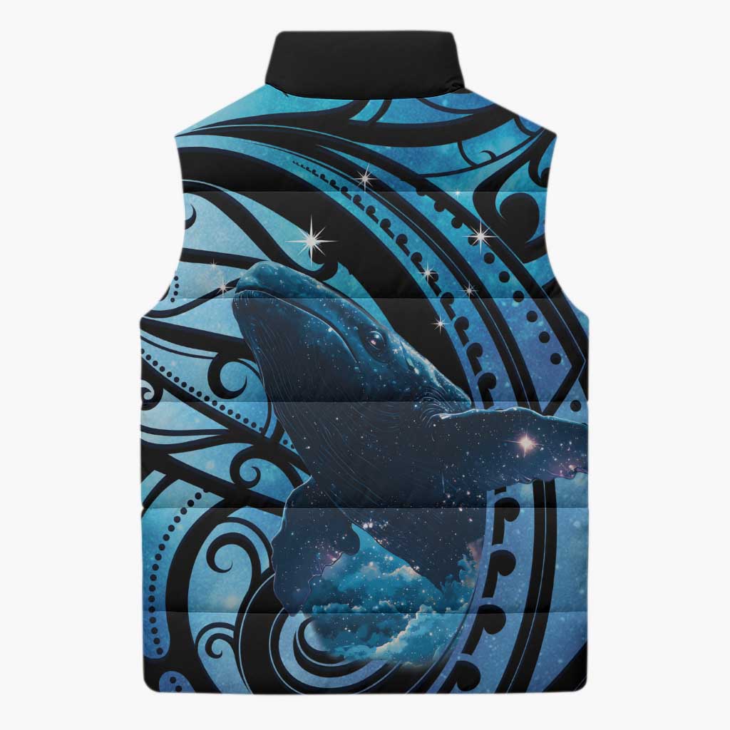 New Zealand Matariki Sleeveless Puffer Jacket Maori Humpback Whale Galaxy