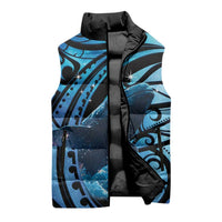 New Zealand Matariki Sleeveless Puffer Jacket Maori Humpback Whale Galaxy