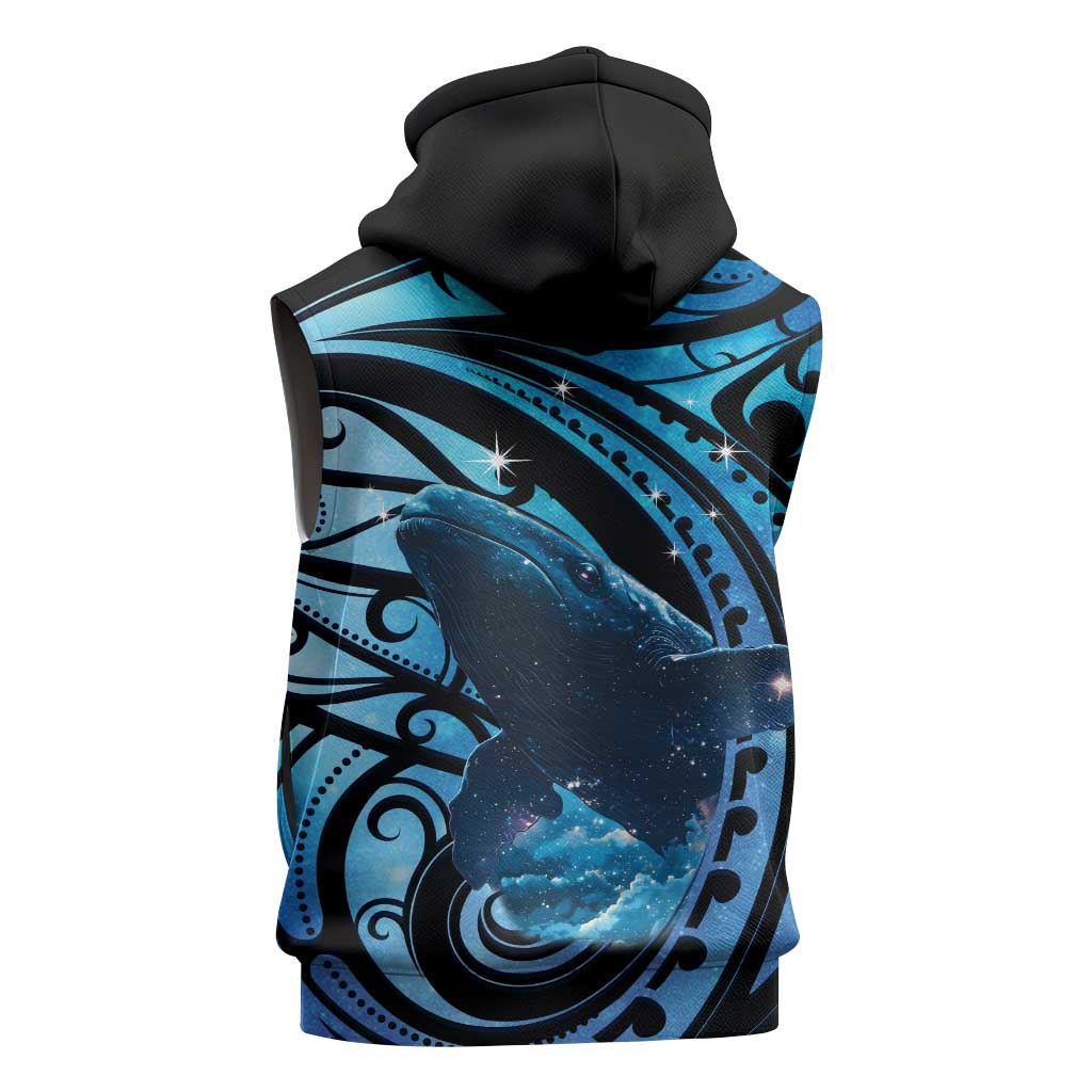 New Zealand Matariki Sleeveless Zip Hoodie Maori Humpback Whale Galaxy LT22 - Polynesian Pride