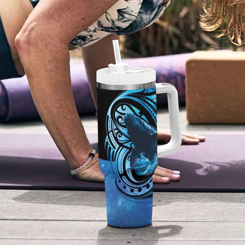 New Zealand Matariki Tumbler With Handle Maori Humpback Whale Galaxy