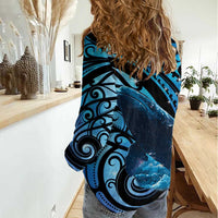 New Zealand Matariki Women Casual Shirt Maori Humpback Whale Galaxy LT22 - Polynesian Pride