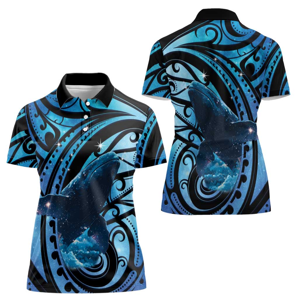 New Zealand Matariki Women Polo Shirt Maori Humpback Whale Galaxy LT22 - Polynesian Pride