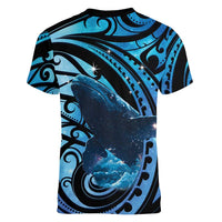 New Zealand Matariki Women V-Neck T-Shirt Maori Humpback Whale Galaxy LT22 - Polynesian Pride